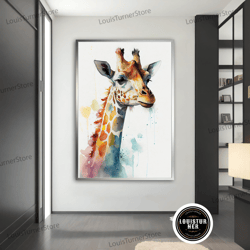 decorative wall art, giraffe canvas painting, giraffe poster, giraffe wall art, giraffe art, home decor, animal wall art