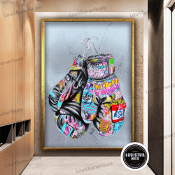 decorative wall art, graffiti boxing gloves canvas wall art, boxing gloves decor, street graffiti wall art, banksy wall