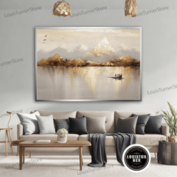 decorative wall art, lake landscape painting, mountain and lake landspace wall art, calm lake print, landscape art print