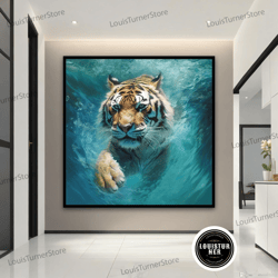 decorative wall art, sea tiger canvas painting, sea tiger wall art, sea tiger poster, tiger canvas print, tiger home dec