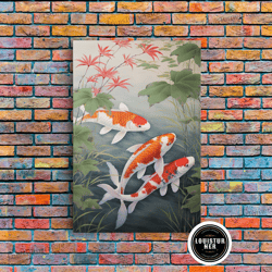 Framed Canvas Ready To Hang, Fish Painting, Zen Wall Art, Koi Fish Wall Art, Fish Wall Art, Canvas Print, Wall Art, Vert
