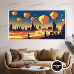 Framed Canvas Ready To Hang, Flight Of The Balloons, Hot Air Balloon Armada, Framed Canvas Print, Ready To Hang Framed W