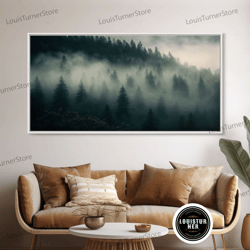 Framed Canvas Ready To Hang, Foggy Pine Forest, Canadian Forest Art, Framed Canvas Print, Farmhouse Decor, Misty Forst L