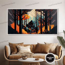 Framed Canvas Ready To Hang, Forest Fire Seen Through A Kaleidoscope, Framed Canvas Print, Wall Art