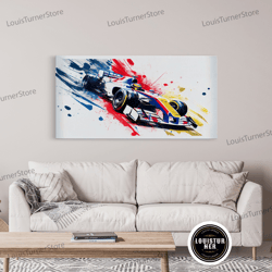 Framed Canvas Ready To Hang, Formula 1 Race Car Graffiti Art, Framed Canvas Print, Wall Art, Mancave Art, F1 Splatter Ar