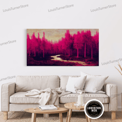 Framed Canvas Ready To Hang, Fuchsia Forest, Surreal Abstract Trippy Psychedelic Art, Ready To Hang Canvas Print, Framed