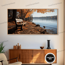 Framed Canvas Ready To Hang, Pacific Northwest Photography Print, Beautiful Lakeside Park In The Fall, Framed Canvas Pri