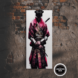 Framed Canvas Ready To Hang, Portrait Of A Cyberpunk Samurai With Cybernetic Augments, Framed Canvas Print, Ready To Han