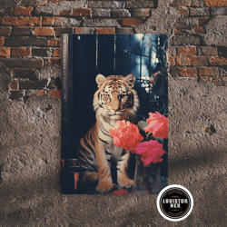 framed canvas ready to hang, portrait of a lion, 80s photography, framed canvas print, photo print, animal prints, vapor