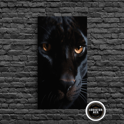 framed canvas ready to hang, portrait of a predator, black cat, black panther photography, framed canvas print, wood fra