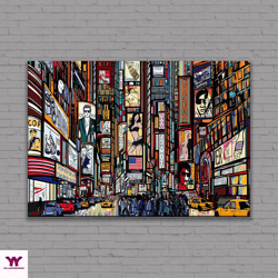 new york illustration, new york canvas print, new york poster, modern wall art, office painting large wall art, ready to