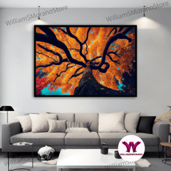 high quality decorative wall art, autumn in the town canvas painting, autumn landscape, fall landscape wall art, autumn