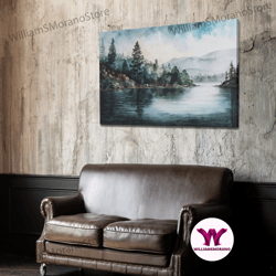 decorative wall art, framed lake landscape art framed wall art living room wall decor canvas print minimalist landscape