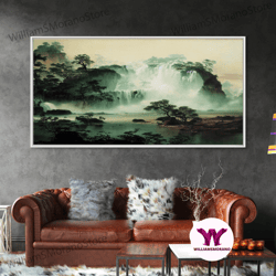 Decorative Wall Art, Hidden Oasis, Secret Waterfall, Framed Ready To Hang Canvas Print, Beautiful Wall Art, Guest Room D