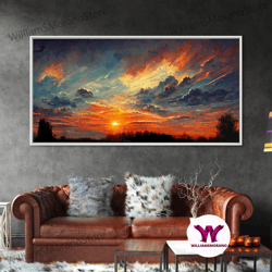Decorative Wall Art, Mountain Sunset Oil Painting On Canvas, Canvas Print, Ready To Hang Gallery Wrapped Nature Canvas P