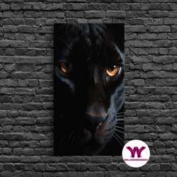 decorative wall art, portrait of a predator, black cat, black panther photography, framed canvas print, wood frame wall