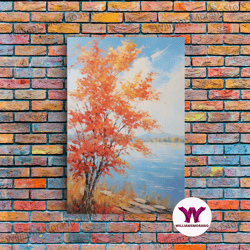 decorative wall art, river wall art, fall art, trees wall art, landscape art, sunset wall art, canvas print, wall art, v