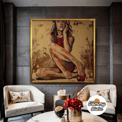 decorative wall art, decorate the living room, bedroom and workplace, sexy woman in red shoes, nude body canvas, woman a