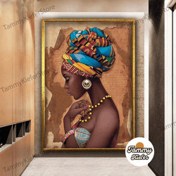 decorative wall art, decorate the living room, bedroom and workplace, african woman canvas art, african wall decor, blac