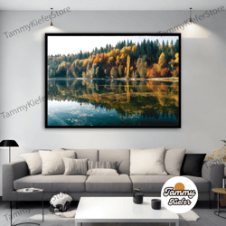 decorative wall art, decorate the living room, bedroom and workplace, autumn lake landscape canvas art, autumn landscape