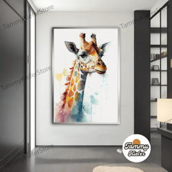 decorative wall art, decorate the living room, bedroom and workplace, giraffe canvas painting, giraffe poster, giraffe w