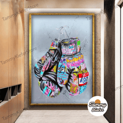 decorative wall art, decorate the living room, bedroom and workplace, graffiti boxing gloves canvas wall art, boxing glo