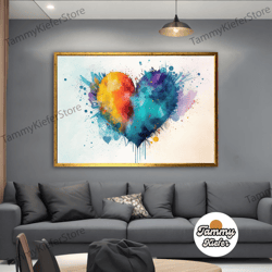 decorative wall art, decorate the living room, bedroom and workplace, heart giraffiti canvas print, colorful heart canva