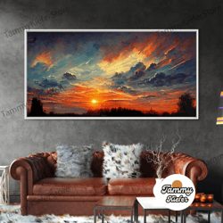 High Quality Decorative Wall Art, Mountain Sunset Oil Painting On Canvas, Canvas Print, Ready To Hang Gallery Wrapped Na