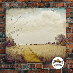 high quality decorative wall art, muted vintage landscape wall art canvas print, nature framed large gallery art, minima
