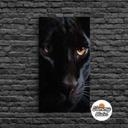 high quality decorative wall art, portrait of a predator, black cat, black panther photography, framed canvas print, woo