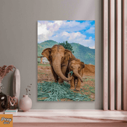 Bathtub Elephant Wall Decor, Animal Art Canvas, Elephant Canvas Art, Cute Elephant Canvas Art, Elephant Bathroom Art Can