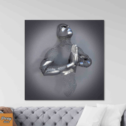 wall art 3d metallic canvas, trendy canvas, 3d human printed,