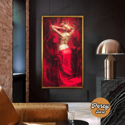 Wall Decoration Canvas Painting - Living Room Bedroom Home and Office Wall Decoration Canvas Art, Sexy Woman In Red Dres