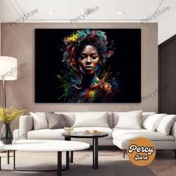 Wall Decoration Canvas Painting - Living Room Bedroom Home and Office Wall Decoration Canvas Art, Black Woman Canvas Art