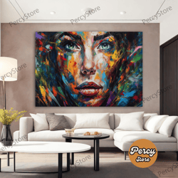 Wall Decoration Canvas Painting - Living Room Bedroom Home and Office Wall Decoration Canvas Art, Colorful Woman Portrai
