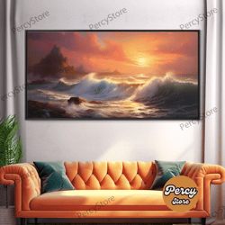 seascape art, cliffs of scottland, framed canvas print, landscape painting, seascape painting, beach wall art, coastal w