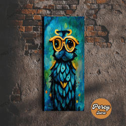 wise owl with glasses canvas art - owl painting - owl wall decor
