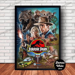 Jurassic Park Movie Poster Canvas Wall Art Family Decor, Home Decor, Frame Option-1