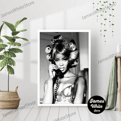 Naomi Campbell Print Black And White Retro Vintage Classic Fashion Model Photography Canvas Framed Printed Girls Room De
