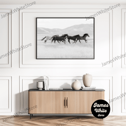 Running Wild Horses Mountain Photography Field Boho Meadow Nature Farmhouse South Western Room Decor Canvas Print Poster