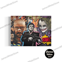 Villains - Fine Art Print, Scarface Art Print, Breaking Bad Poster, Joker Art Print