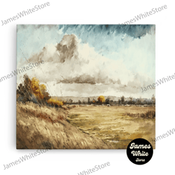 framed canvas ready to hang, subdued vintage landscape wall art canvas print, nature framed large gallery art, minimalis