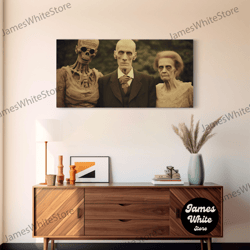 framed canvas ready to hang, vintage photo prints, spooky halloween decor, haunted ghost family tintype portrait art, we