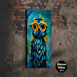 framed canvas ready to hang, wise owl with glasses canvas art - owl painting - owl wall decor