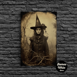 Framed Canvas Ready To Hang, Witch Art Print, Occult Art, Scary Wall Art, Goth Wall Art, Spooky Art, Canvas Print, Wall