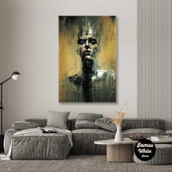 Abstract People Illustration Brush Traces Roll Up Canvas, Stretched Canvas Art, Framed Wall Art Painting