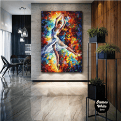 Ballerina Woman Wall Art, Colorful Canvas Art, Abstract Wall Decor, Roll Up Canvas, Stretched Canvas Art, Framed Wall Ar