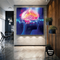 Brain Wall Art, Neurology Canvas Art, Office Gift, Roll Up Canvas, Stretched Canvas Art, Framed Wall Art Painting