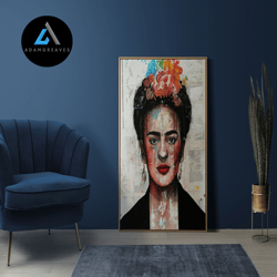 decorative wall art, woman wall decor, frida printed, famous poster, trendy canvas, canvas decor, large canvas, wall art