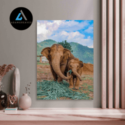 decorative wall art, bathtub elephant wall decor, animal art canvas, elephant canvas art, cute elephant canvas art, elep